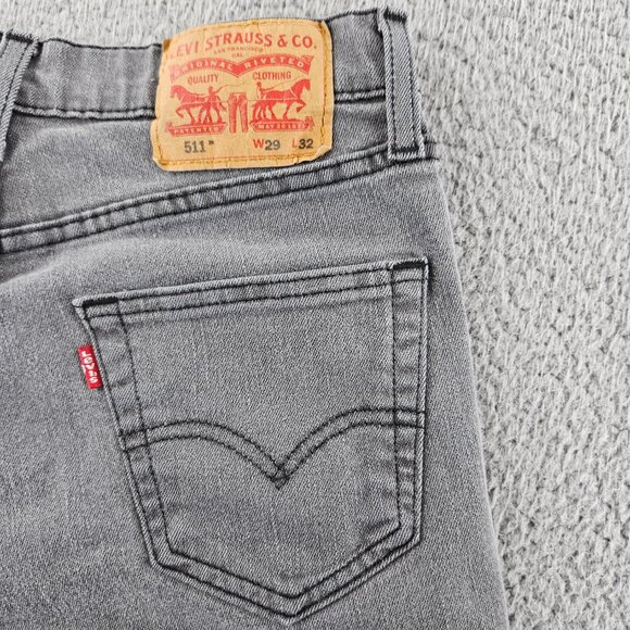 Levis Jeans Mens 29x32 Gray 511 Slim Fit Stretch Denim Tapered Leg Pants - Picture 1 of 16